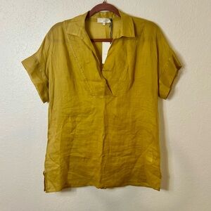 Antonelli ardisia ramie polo pullover blouse in a mustard yellow size 42